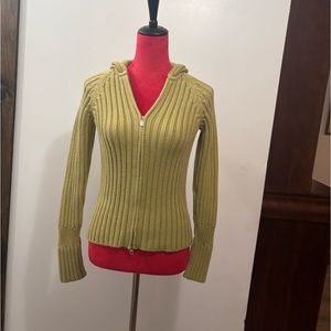 Vintage J crew zipper sweater with hoodie size small in green color